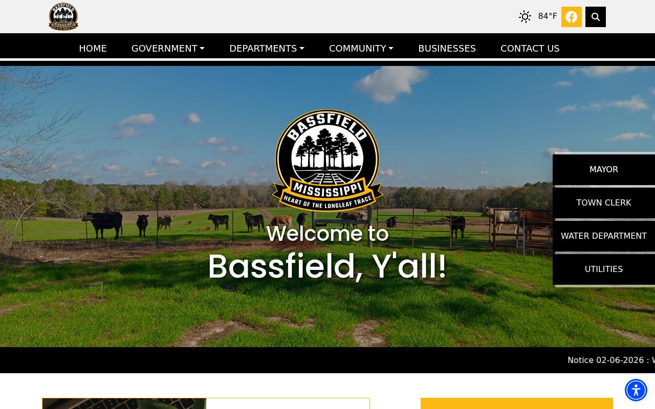 Bassfield official town homepage for Jefferson Davis County court records routing