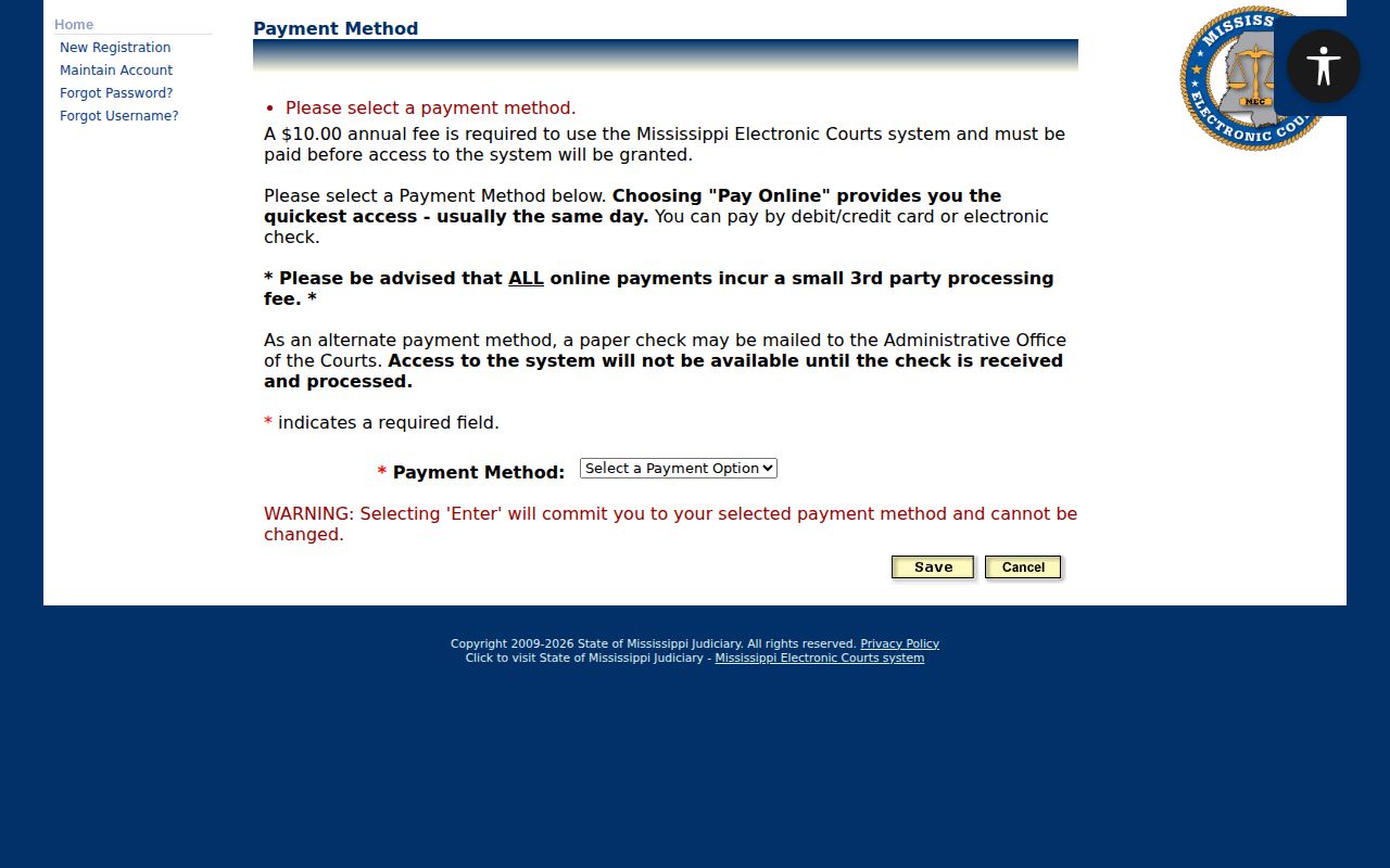 Jefferson Davis County case search PAMEC payment options
