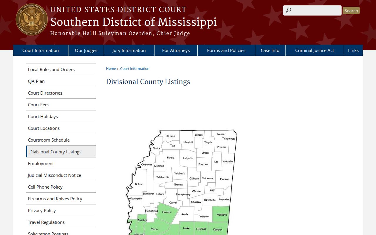 Jefferson Davis County court records federal division listing