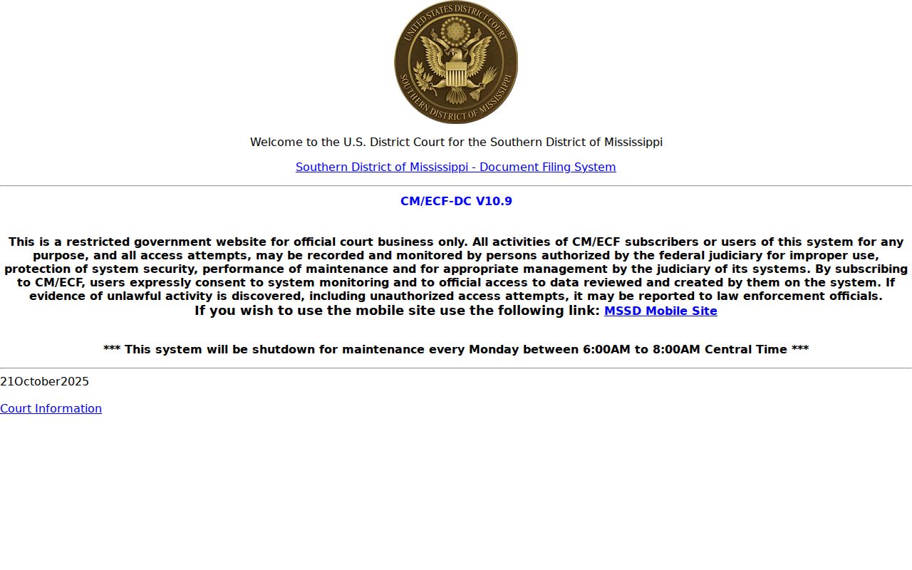 Jefferson Davis County court records federal CM ECF gateway