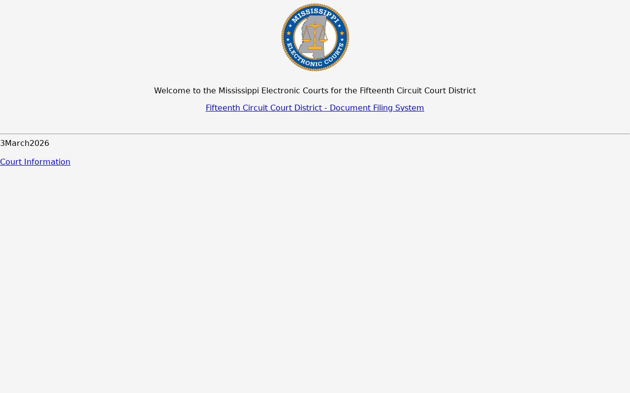 Jefferson Davis County criminal docket Fifteenth Circuit MEC landing page