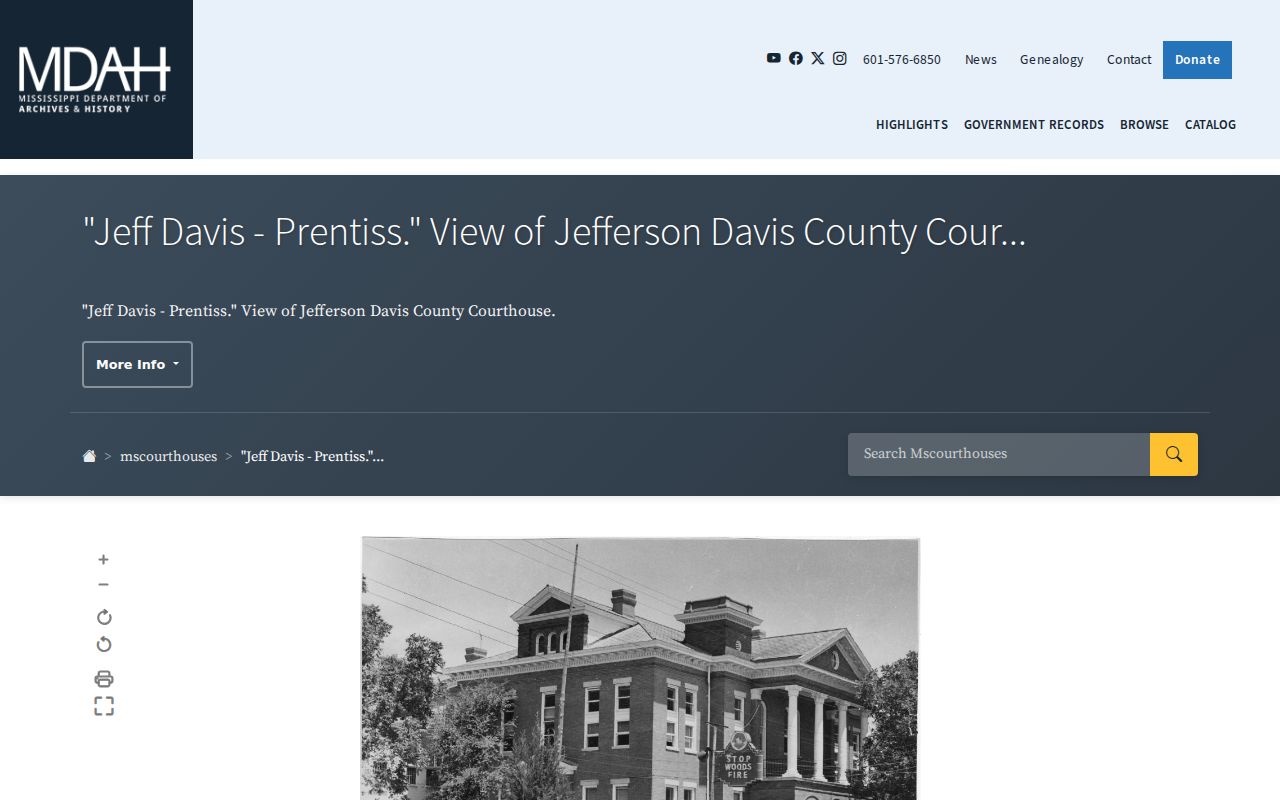 Jefferson Davis County court docket archival courthouse photograph from Mississippi archives