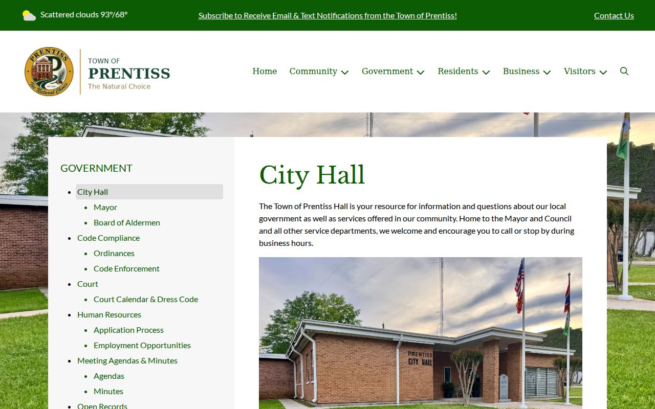Prentiss City Hall in Jefferson Davis County, a local court records contact point