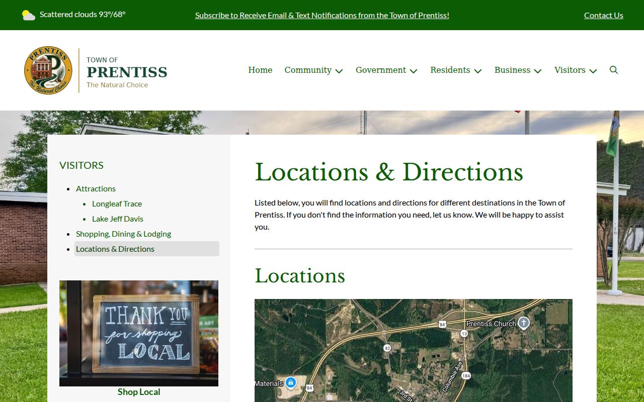 Prentiss City Hall location in Jefferson Davis County for court record inquiries